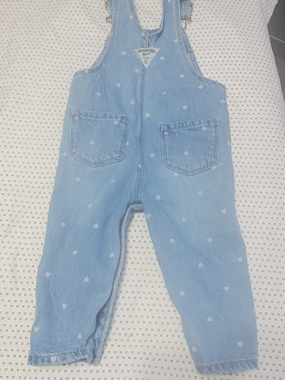 OshKosh B'gosh Light Blue Denim Overalls with Heart Bib - Picture 5 of 7